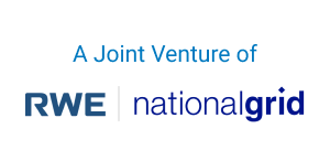 The phrase 'A Joint Venture of' with the RWE and the nationalgrid logos right below. 